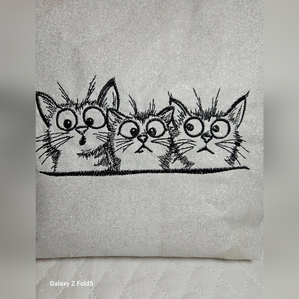 Black and White Cat Cosmetic Bag with Whimsical Design